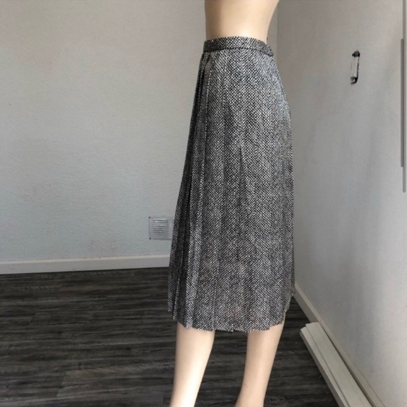 Vintage animal print plated midi skirt cream,black - Picture 3 of 9